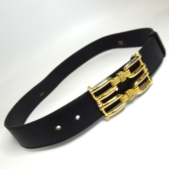 Gucci Accessories - GUCCI Horse bit RARE Leather gold metal black belt